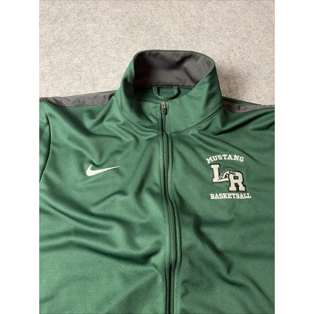 Nike Mustang Basketball Full Zip Warm Up Jacket Green/gry Size M